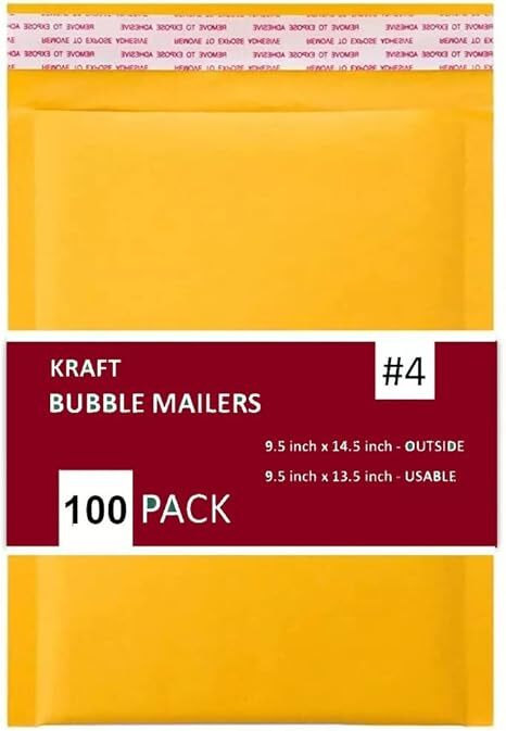 4 - Kraft Bubble Mailer - 100 Padded Self Sealing Envelopes