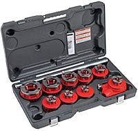 RIDGID, 36505, Exposed Ratchet Threader Set, 1/8 to 2 in,Silver/Red,Small