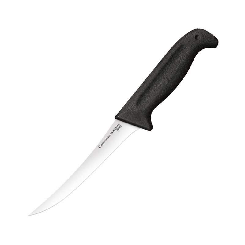 Cold Steel Commercial Series 6" Stiff Curved German 4116 Stainless Steel Fixed Blade Trailing Point Narrow Game & Fish