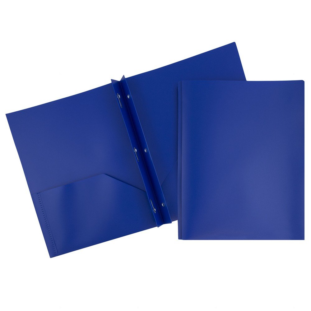JAM Paper Plastic 2-Pocket POP Folders with Metal Prongs