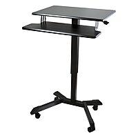 Victor DC550 High Rise Collection Mobile Adjustable Standing Desk (Dual-Tier) Black 25.6" x 17.7" x 45.3"