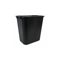 Boardwalk Soft-Sided Rectangular Prism Plastic Wastebasket, 28 Qt, 15inH x 11inW x 14 3/8inD, Black