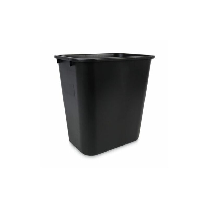 Boardwalk Soft-Sided Rectangular Prism Plastic Wastebasket, 28 Qt, 15inH x 11inW x 14 3/8inD, Black
