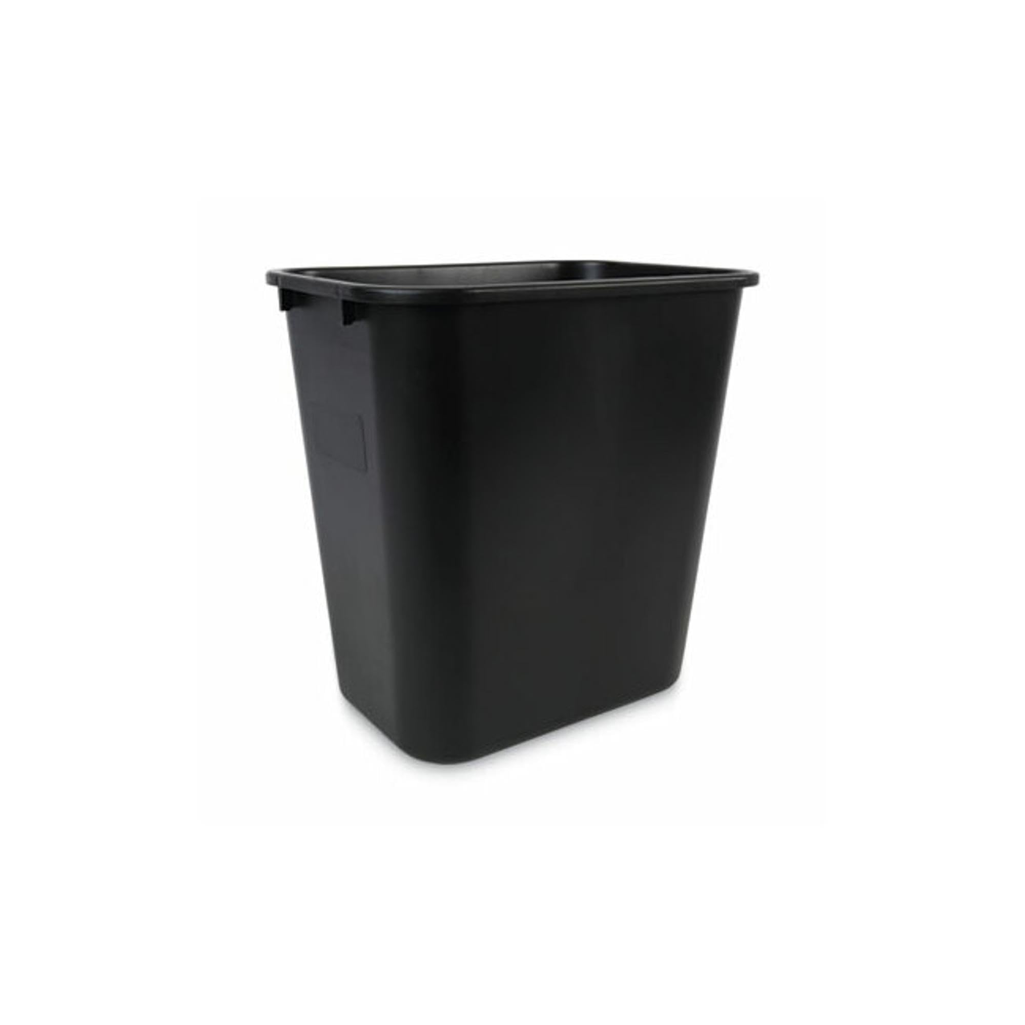 Boardwalk Soft-Sided Rectangular Prism Plastic Wastebasket, 28 Qt, 15inH x 11inW x 14 3/8inD, Black