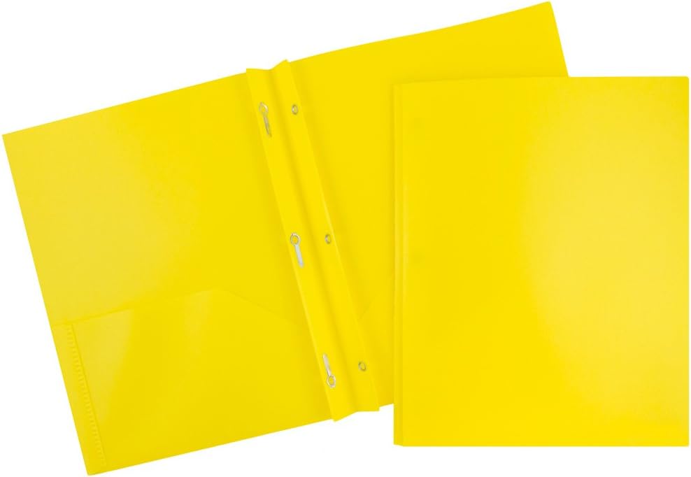 JAM Paper Plastic 2-Pocket POP Folders with Metal Prongs