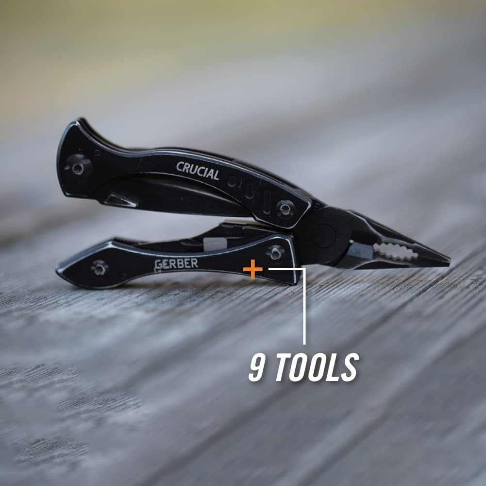 GERBER Crucial Multi-Tool - Black w/Pocket Clip & Strap Cutter [31-001518]