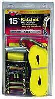 Keeper – 1.75” X 15' High Tension Ratchet Tie-Down With J Hooks - 1,666 Lbs. Working Load Limit