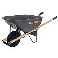 True Temper R6FF25 Wheelbarrow with Steel Tray and Never Flat Tire, 6-Cubic Foot Capacity