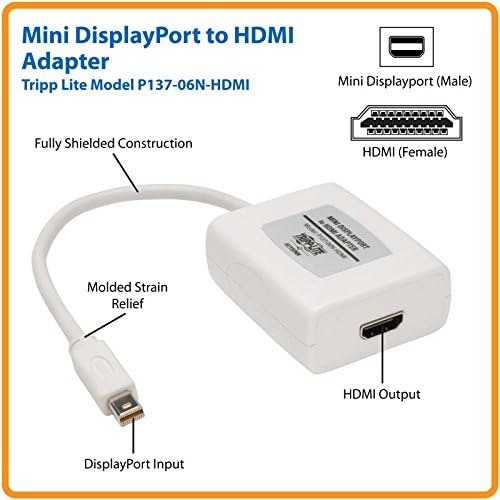 Tripp Lite Mini DisplayPort to HDMI/DVI Adapter, 6-in
