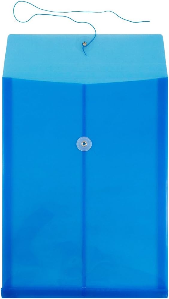 JAM PAPER Open-End Plastic Envelopes, Button & String