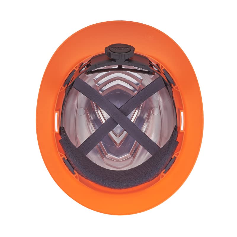 MSA 10215842 V-Gard C1 Non-Vented Hi-Viz Orange Full Brim with ReflectIR Cooling Thermal Barrier and Fas-Trac III Suspension