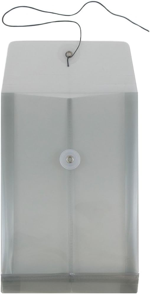 JAM PAPER Open-End Plastic Envelopes, Button & String