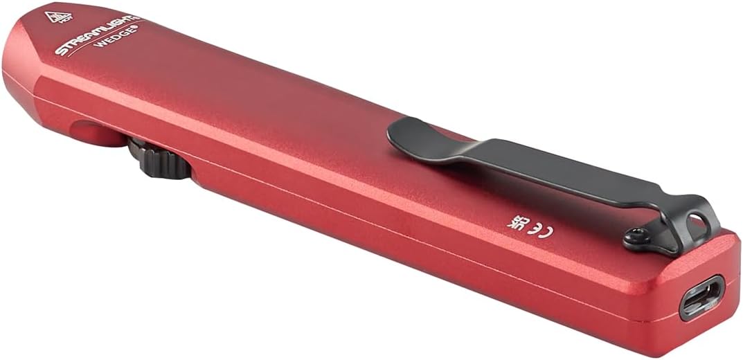 Streamlight 88814 Wedge 300-Lumen Slim Everyday Carry Flashlight, Includes USB-C Cable and Lanyard, Red