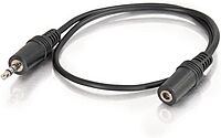 C2G Legrand 3.5MM Stereo Audio Cables, 3.5MM Male to Female Cord, Black Audio Cable with In-Wall, CMG-Rated Jacket, 1.5 Foot 3.5MM Audio Cable, 1 Count, C2G 40405