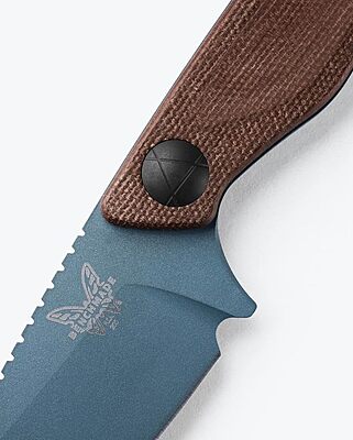 Benchmade - Dacian Fixed Blade Knife with Brown Canvas Micarta Handle and Blue Titanium Cerakote Finish (203BT-03) Brown Canvas Micarta - Blue Titanium Cerakote Finish