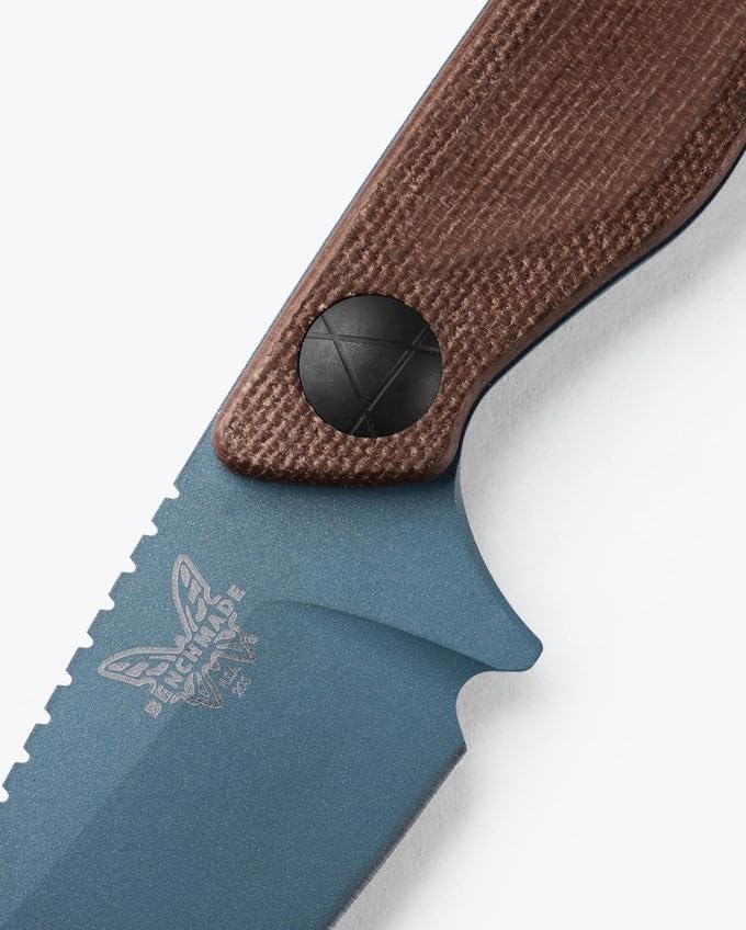 Benchmade - Dacian Fixed Blade Knife with Brown Canvas Micarta Handle and Blue Titanium Cerakote Finish (203BT-03) Brown