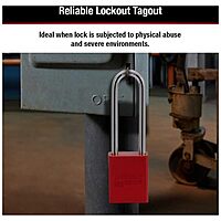 American Lock Red Anodized Aluminum Lockout Padlock - Keyed Different, 3" Shackle, 5-Pin