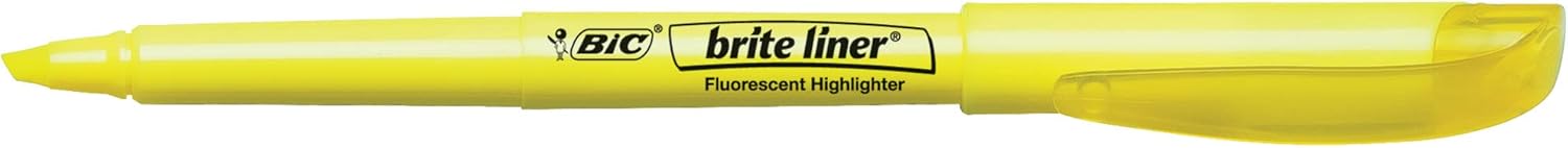 BIC® Brite Liner® Highlighters, Chisel Point, Yellow, 5-Pack