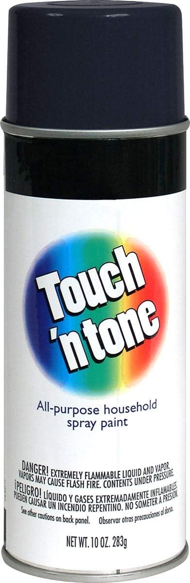 Touch'n Tone Spray Paint, Flat Black, 10 oz Aerosol Can, 6/Carton