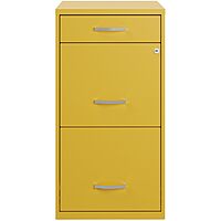 Realspace SOHO Organizer 18inD Vertical 3-Drawer File Cabinet, Gold