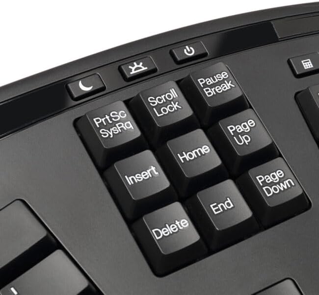 WKB-1500GB - Wireless Ergonomic Desktop Keyboard and Laser Mouse with Split Keys Design and Palm Rest for Comfort