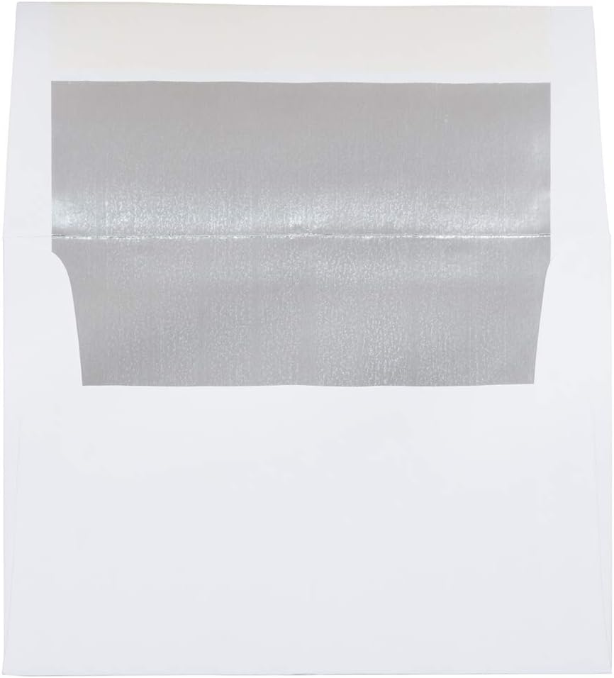 JAM PAPER Foil-Lined Invitation Envelopes - White with Foil Lining - 25/Pack
