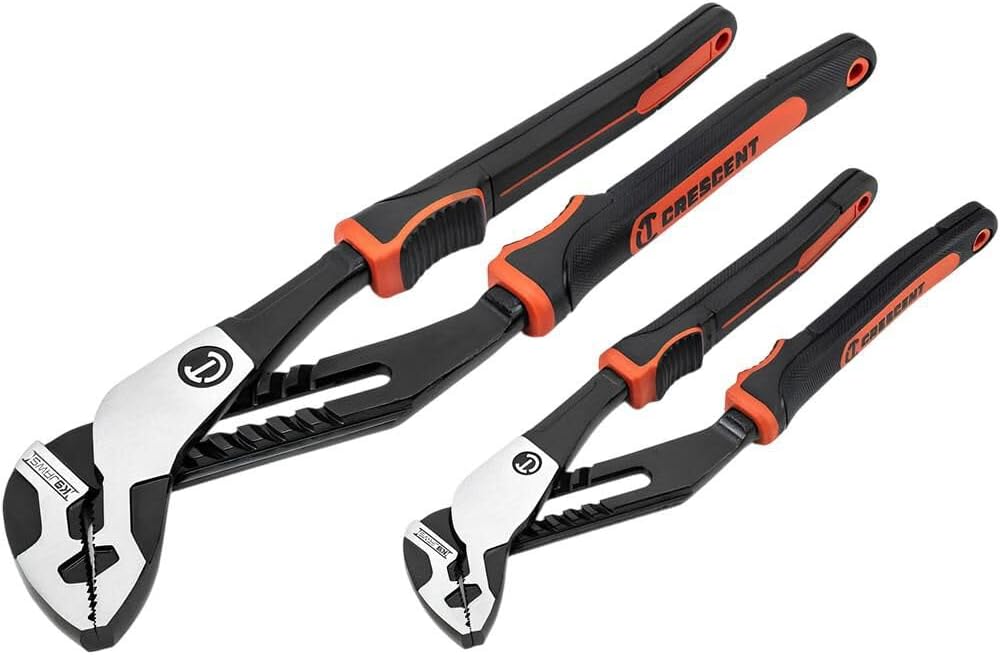 Crescent Z2 K9 Straight Jaw Dual Material Tongue & Groove Plier Set - Adjustable Plier Set with 8 Jaw Positions