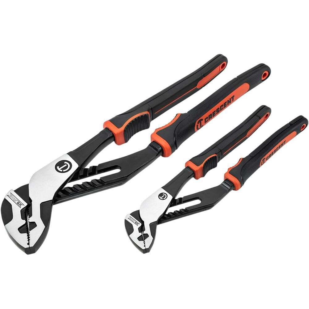 Crescent Z2 K9 Straight Jaw Dual Material Tongue & Groove Plier Set - Adjustable Plier Set with 8 Jaw Positions