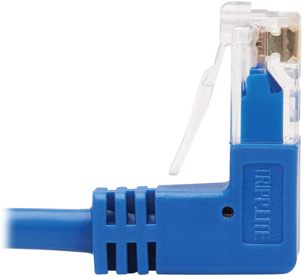 Tripp Lite Cat6 Gigabit Molded Slim UTP Network Patch Cable, Blue, RJ45 Angle