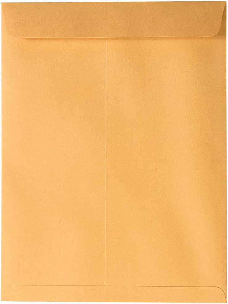 JAM PAPER Open End Catalog Envelopes with Peel & Seal - Brown Kraft Manila