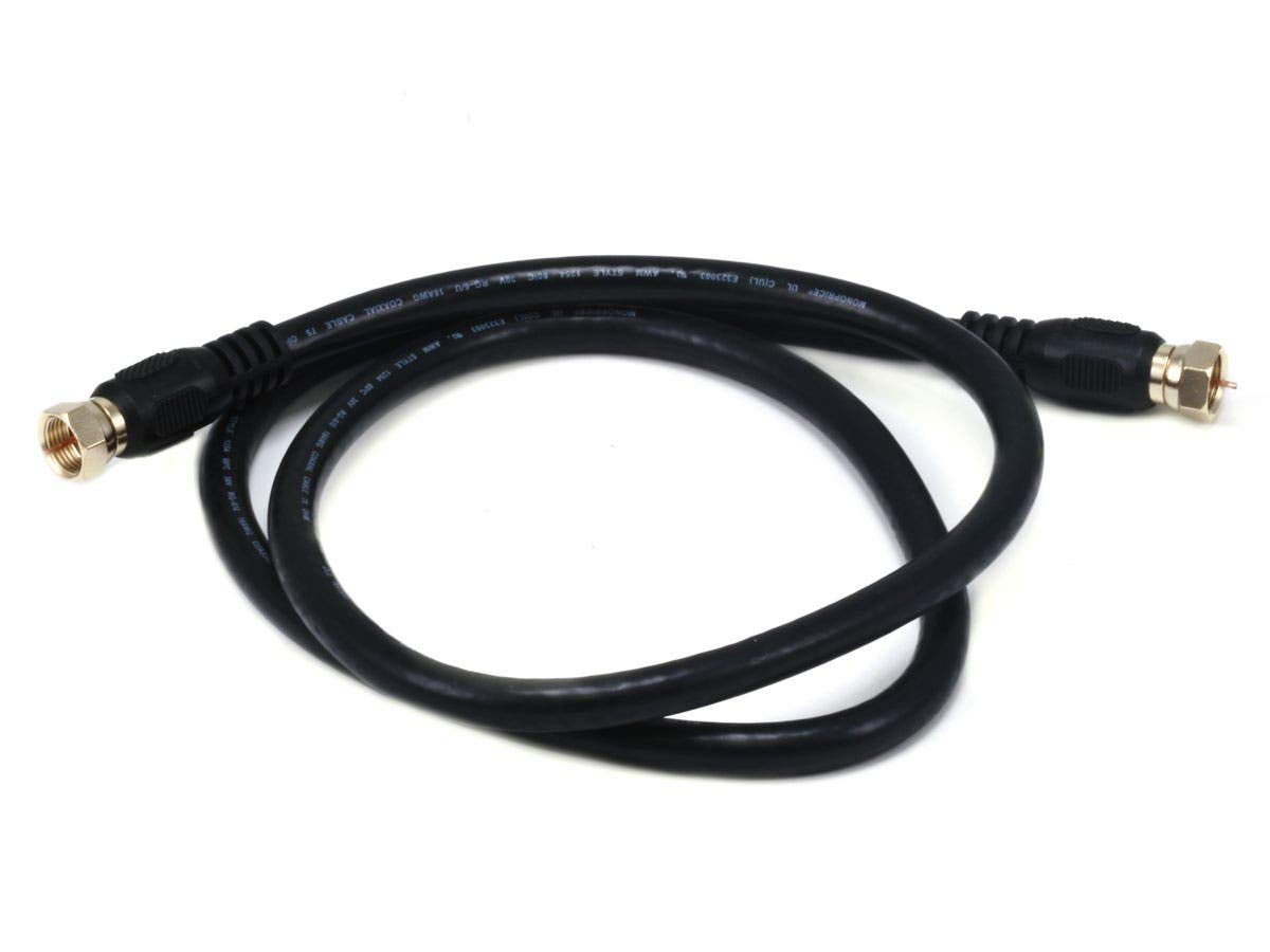 Monoprice RG6 Quad Shield CL2 Coaxial Cable with F-Type Connector