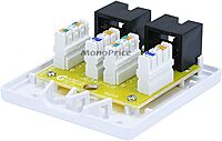 Monoprice Cat6 RJ45 Surface Mount Box - UL Listed, 2-Port, Dual IDC, 110D or Krone Type, 50u, TAA, No Logo, White