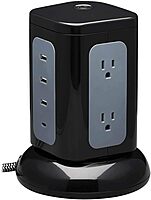 Tripp Lite TLP606UCTOWER Surge Protector Tower with USB Ports, 1800 Joules, 6-Outlets, 3 USB-A + 1 USB-C, 8ft Cord, Desk Accessory Charging Tower, Dorm Essentials, Tower Power Strip with Surge
