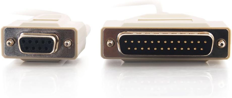 C2G/ Cables To Go C2G 03019 DB25 Male to DB9 Female Serial RS232 Null Modem Cable, Beige (6 Feet, 1.82 Meters)
