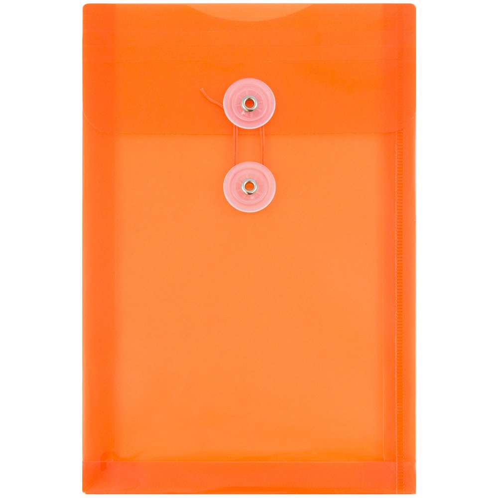 JAM PAPER Open-End Plastic Envelopes, Button & String
