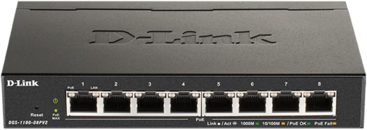 D-Link 8-Port Gigabit Smart Managed PoE+ Switch | 8 PoE+ Ports (64W) |L2| VLANs| Cable Diagnostics | Web Managed | Desktop