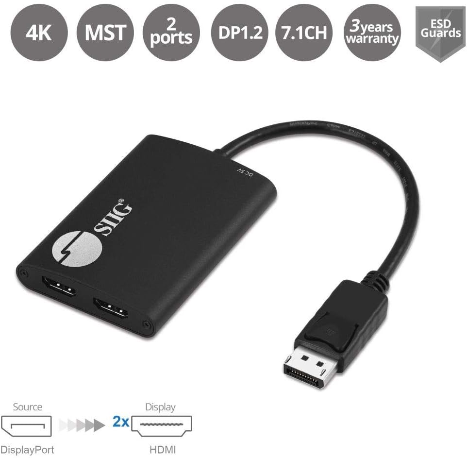 SIIG DisplayPort MST Hub Splitter (Multi-Stream Transport)