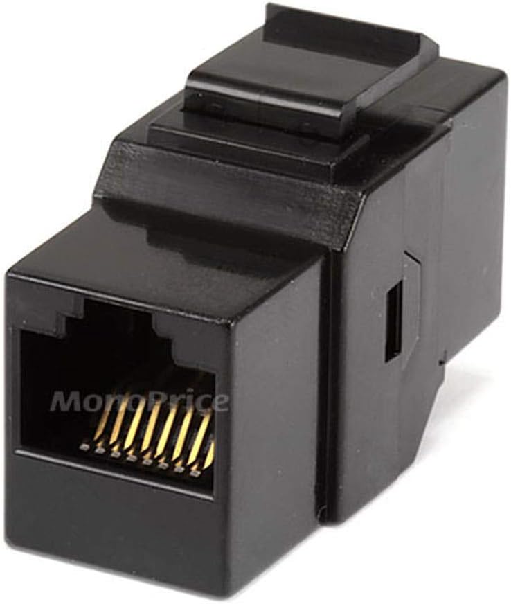 Monoprice Cat5e RJ45 Inline Coupler Keystone Jack, Unshielded, Black