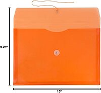 JAM PAPER Plastic Envelopes with Button & String Tie Closure - 12 Pack