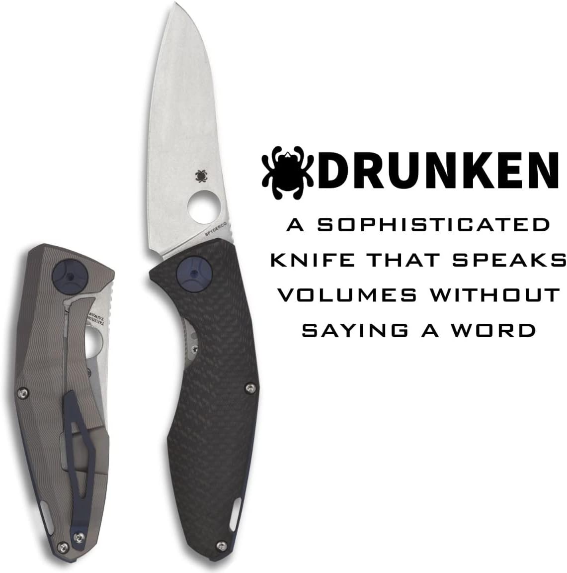 Spyderco Drunken Prestige Premium Knife with 3.50" CPM S90V Stainless Steel Blade and Black Titanium Carbon Fiber Handle