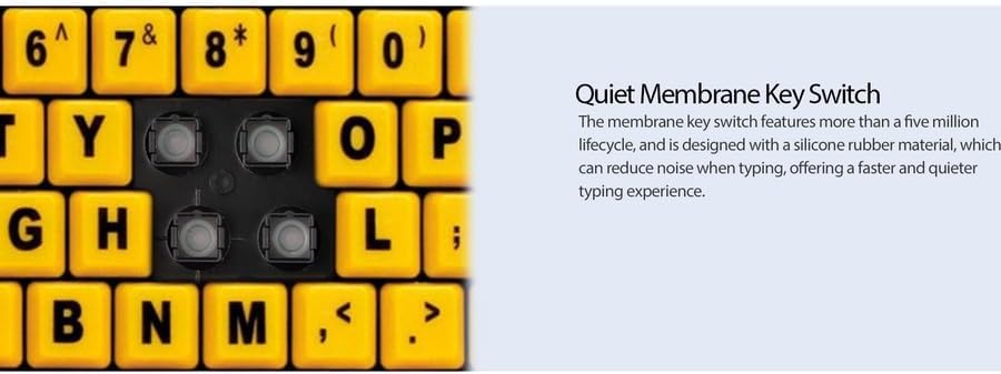 AKB-132UY - Luminous 4 X Large Print Multimedia Desktop USB Keyboard, Black Yellow No Size