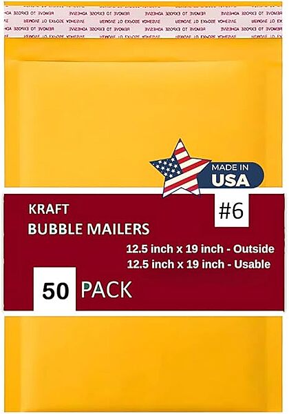 6 - Kraft Bubble Mailers - 50 Padded Self Sealing Envelopes