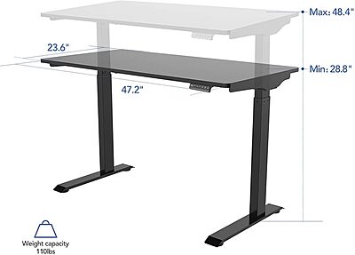 FlexiSpot E9 Standing Desk Electric Height-Adjustable Quick-Install, 48x24