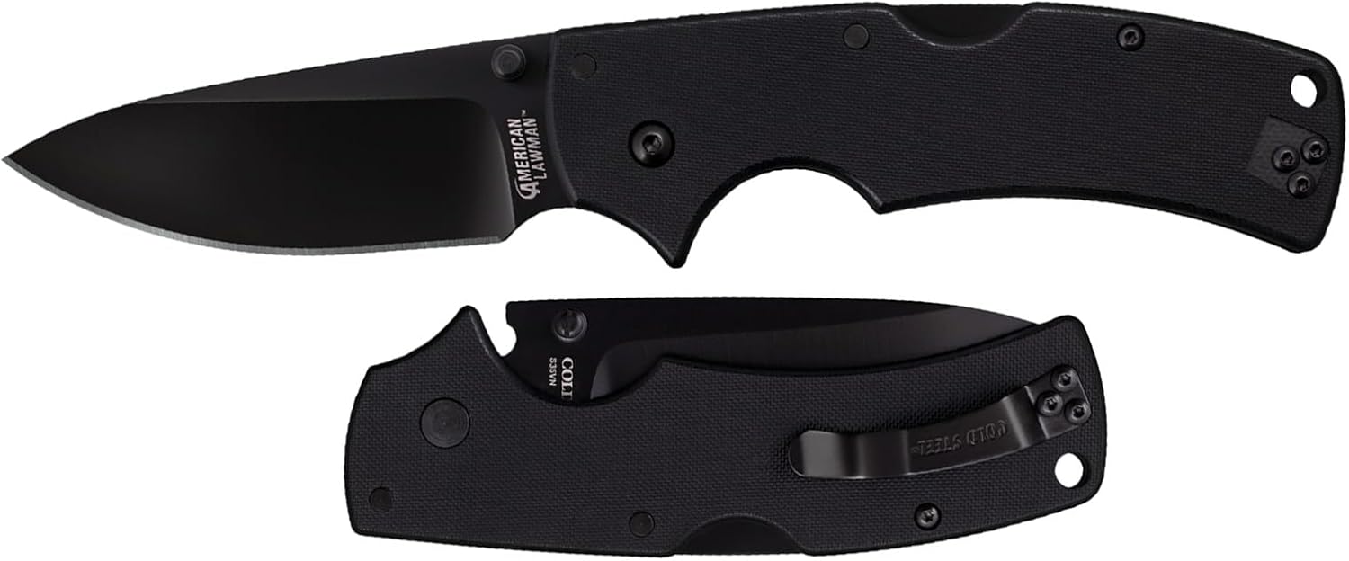COLD STEEL American Lawman 3.5" S35VN Razor-Sharp Blade 4.625" G-10 Handle Tactical Folding Knife with Tri-Ad Lock
