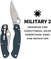 Spyderco Military 2 Folding Pocket Knife with 4 Inch CPM SPY27 Steel Blade and G-10 Handle - Everyday Carry - PlainEdge - C36GPCBL2