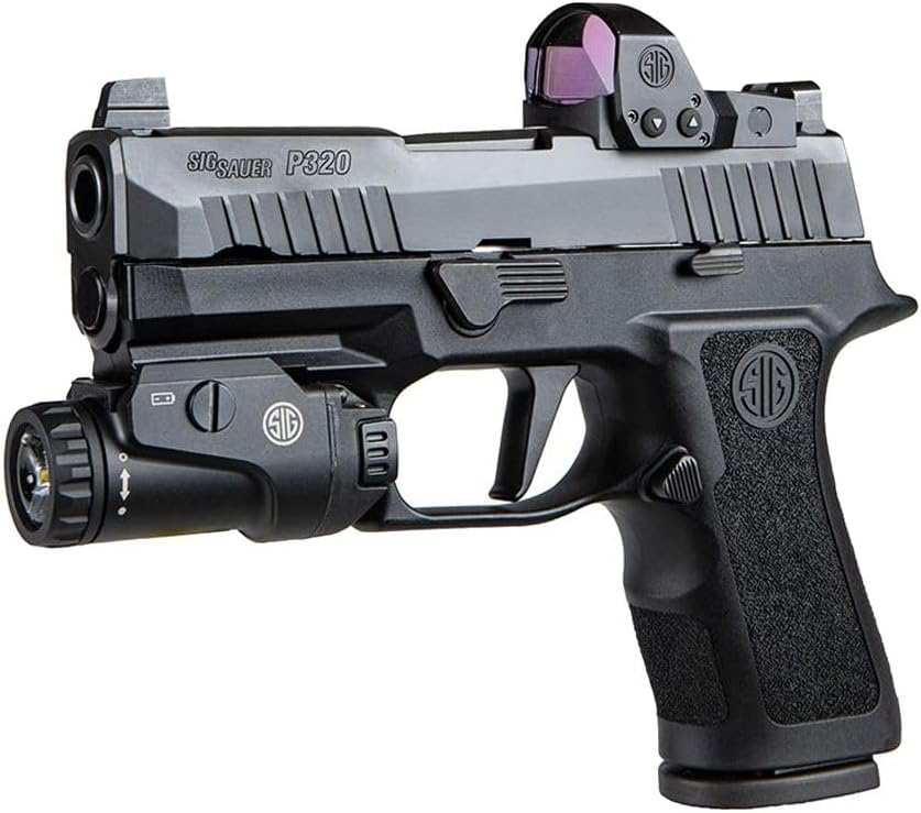 Sig Sauer Foxtrot1X 450 Lumens Compact Durable Tactical Rail-Mounted Handgun Flashlight with Ambidextrous Push-Button Side