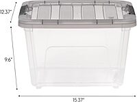 IRIS USA 19 Quart Stack & Pull Clear Plastic Storage Box, Gray, 5 Pack