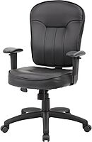 Boss Office Products Leather Task Adjustable Arms Chair, Black
