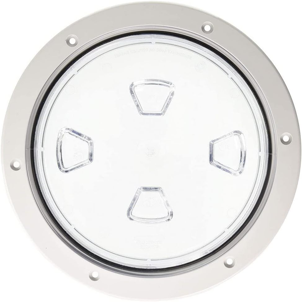 Beckson 8" Clear Center Screw-Out Deck Plate - White