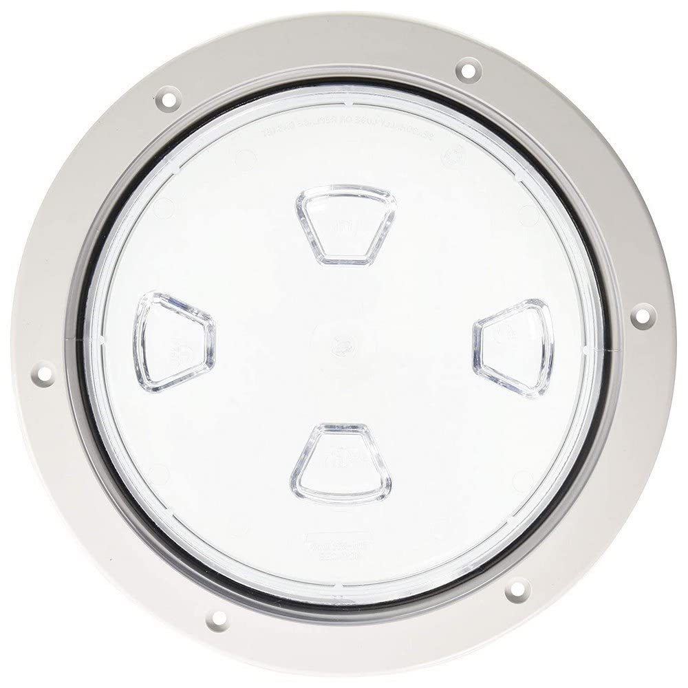 Beckson 8" Clear Center Screw-Out Deck Plate - White